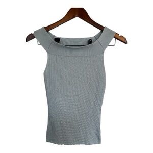 Tristan&Iseut baby Blue Ribbed Women's off the shoulder Top size XS